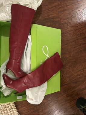 Sam Edelman Tall Red Leather Heeled Boots